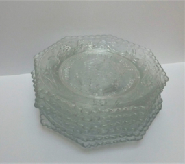 English pressed glass wedding cake plates with double message