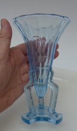 Rosice blauw glazen Art Deco raket vaasje