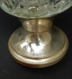 Italiaanse Hollywood Regency glazen karaf met verzilverd montuur