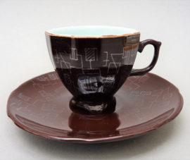 Chinese Liling porcelain 1960 espresso cup with saucer