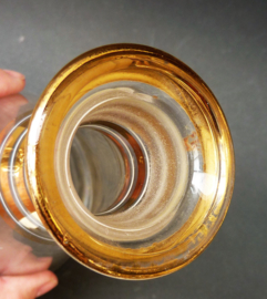 Mid Century glass golden stripes decanter