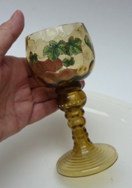 Jugendstil enamel painted rummer wine glass