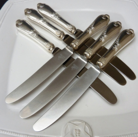 Silver plated Rococo style dessert knives