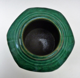 Chinese vintage green glazed hexagonal Shiwan ginger jar