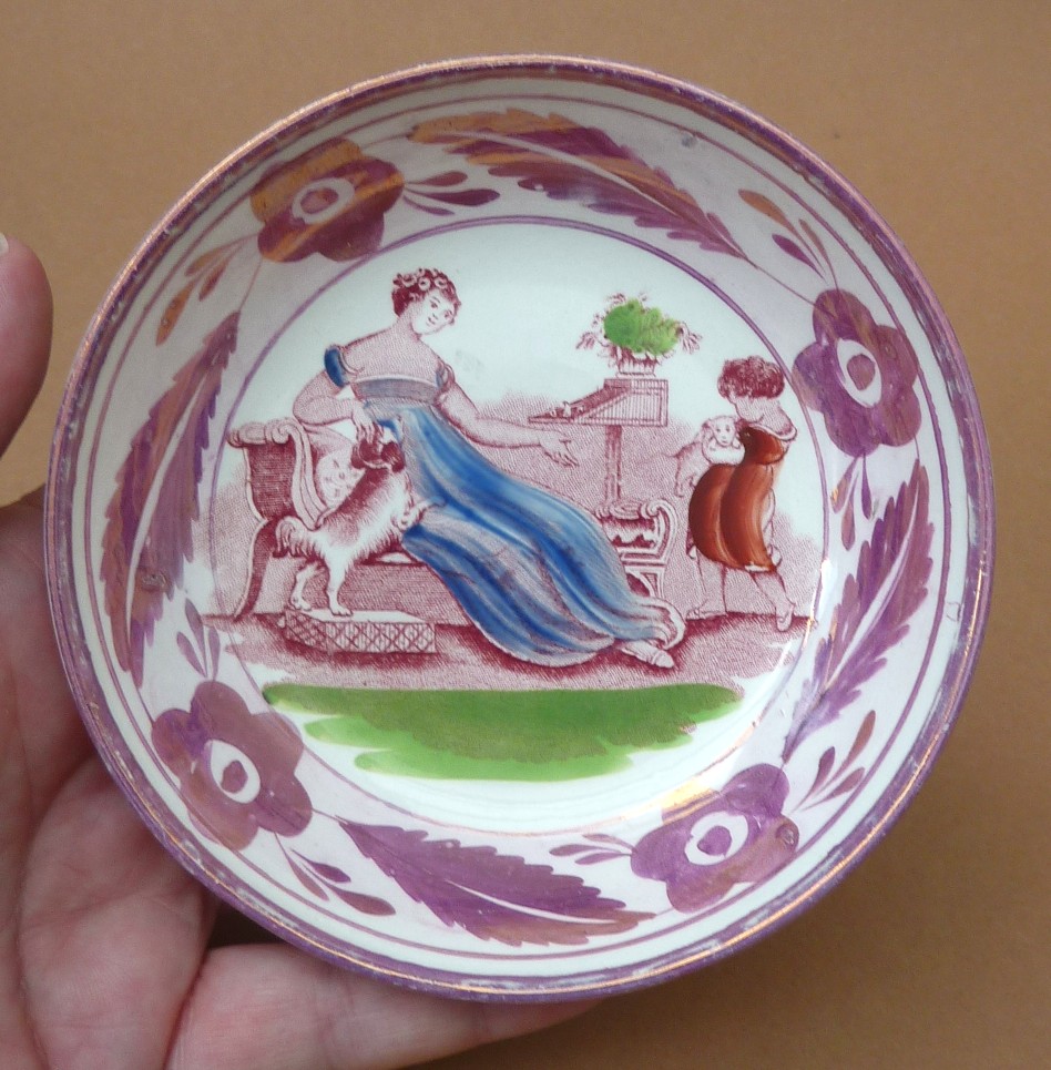 Dawson Sunderland luster ware cup with saucer early 19th century