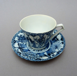 Vintage Mid Century Long Eliza blue and white porcelain cup with saucer