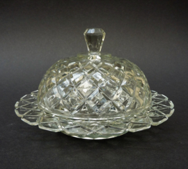 Anchor Hocking Waterford Clear pressed glass butter dish