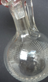 Handled diamond cut crystal decanter around 1900