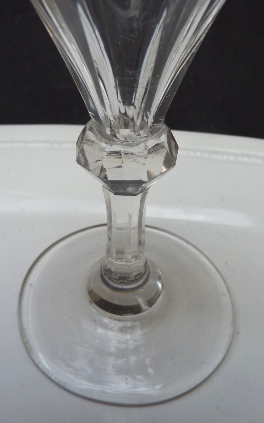 Gin glass faceted knop stem 19th century