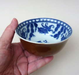 Antique Chinoiserie Batavia Brown style koi carp bowl