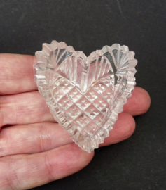 American Brilliant Period Glass heart shaped salt cellar