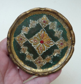 Florentine coasters in Green and Gold