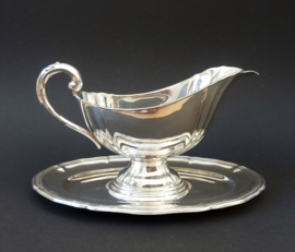 Silver plated sauce bowl with attached dish GD Alpaka