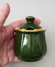 Apilco bistroware mosterdpot met deksel in groen met goud