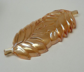 Marigold Carnival pressed glass leaf shaped dish