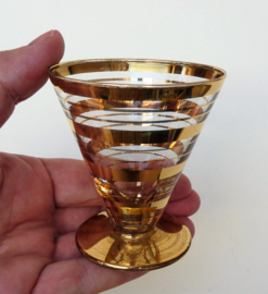 Mid Century gold striped liqueur glasses