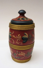 Dutch Hindeloopen Folk Art wooden lidded jar