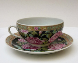 Japanese porcelain Litophane Geisha ware tea cup with saucer