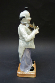 Japanese Art Deco lusterware porcelain clown with violin figurine