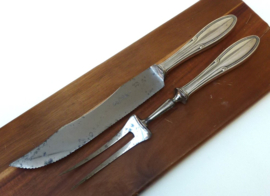 Silver plated meat carving set with Solingen blade