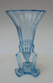 Rosice blauw glazen Art Deco raket vaasje