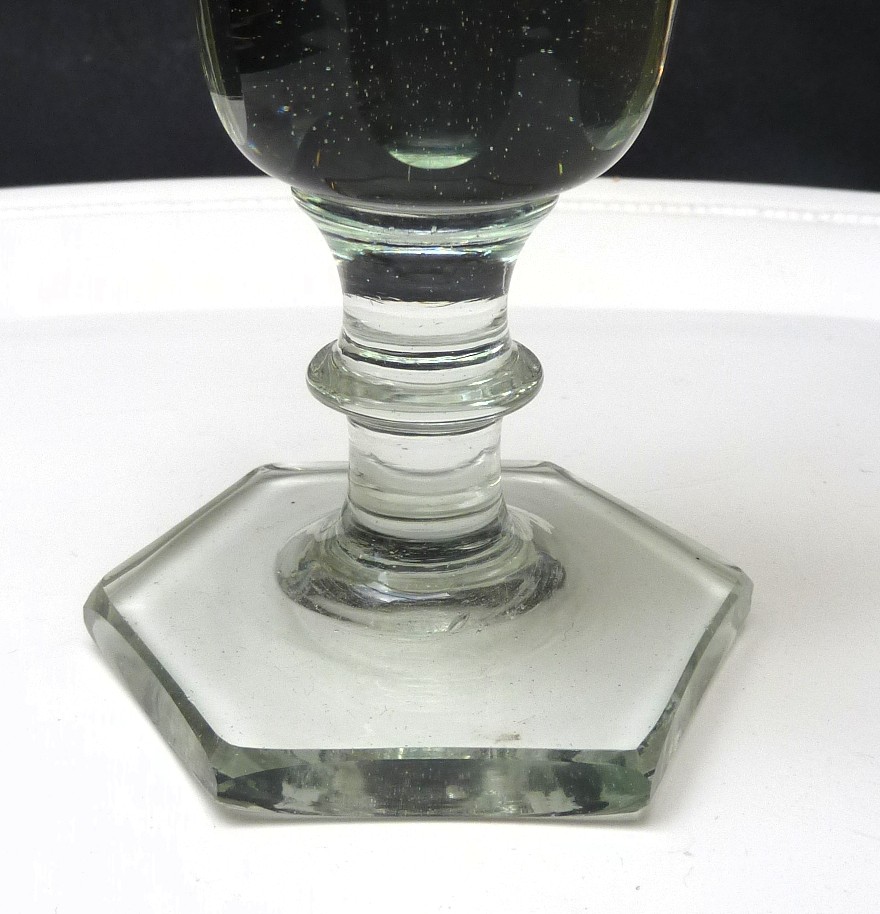 Hexagonal base champagne flute glasses early 19th century