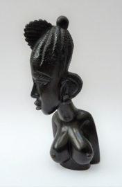 Hand carved ebony bust African woman