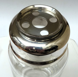 Maestri Italy glass and silver plated coctail shaker 1950s