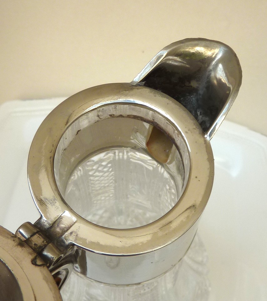 English silver plate mounted pressed glass claret jug