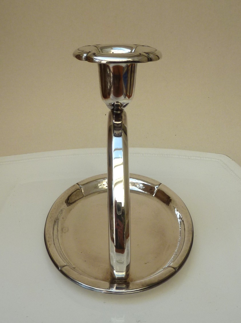 Silver plated Art Deco candlestick with tray