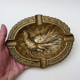 Art Deco bronze ashtray with bird