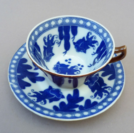 Japanse Chinoiserie Batavia Brown stijl theekop en schotel met karper