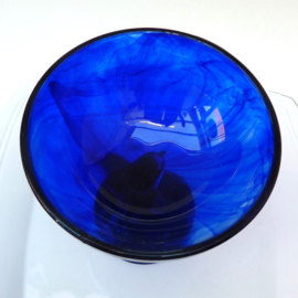 Cobalt blue pressed glass Dolphin chocolate bowl