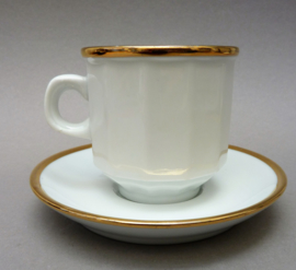SPM Walkure white and gold bistroware high coffee cup with saucer