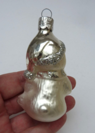 Vintage kerstornament Beertje zilver 9 cm