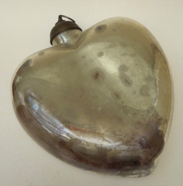 Antique heart shaped mercury glass Kugel Xmas ornament XXL