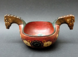 Noorse Folk Art houten Kjenge drinkkom 19e eeuw