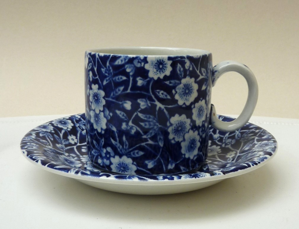 Burleigh Pottery Blue Calico kop met schotel