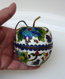 Chinese cloisonne Apple lidded trinket box