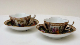 A pair of Dresden miniature  quatrefoil cups 19th century