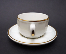 Apilco white and gold cappuccino cup with saucer 