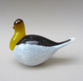 Finland Art Glass Team vogel in geel bruin koper en wit