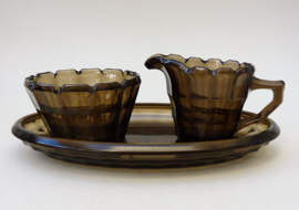 Royal Leerdam pressed glass creamer set Alexander