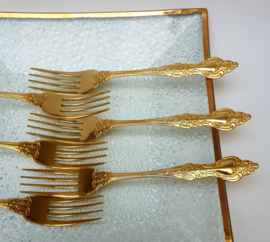 Royal Sealy Japan Hollywood Regency gold plated dinner forks