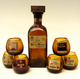 Mid Century Spaanse brandy karaf met glazen