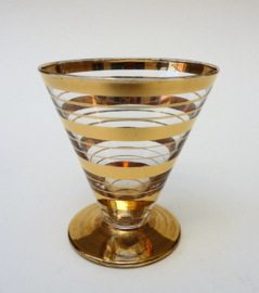 Mid Century gold striped liqueur glasses