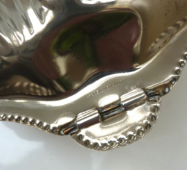 English white metal butter shell with glass insert