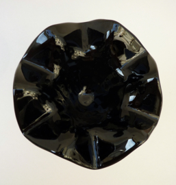 Pressed glass Diamond point Black footed dessert bowl