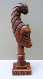 Mid Century tribal art wooden sculpture African woman