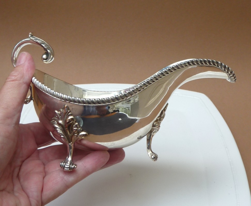 Silver plated sauce bowl Rococo style